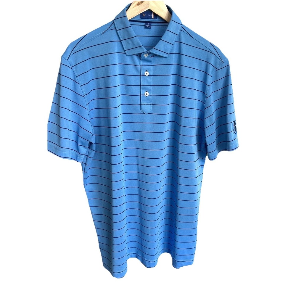 Stitch Performance Striped Golf Polo Shirt Mens Sz Large BCC Brentwood TN